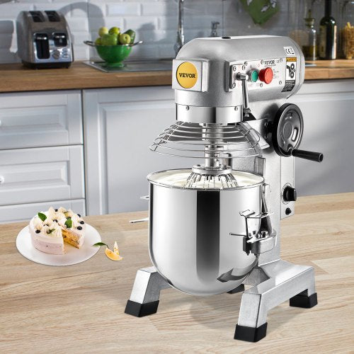 10Qt Commercial Mixer, 850W Heavy-Duty Stand Mixer with Stainless Steel Bowl, 3 Speeds & Dough Hook