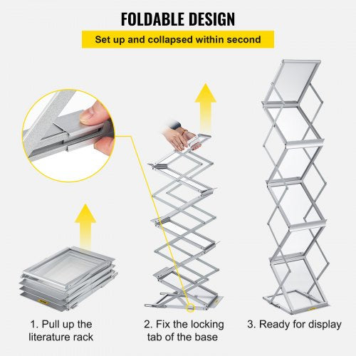 6Pocket Pop Up Aluminum Magazine Rack Lightweight Catalog Holder Stand WCarrying Bag For Trade Show 3