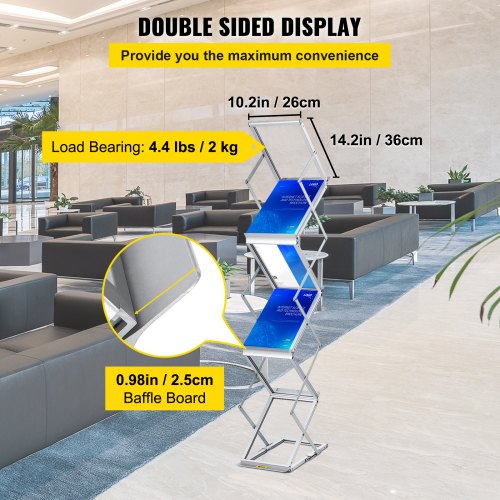 6Pocket Pop Up Aluminum Magazine Rack Lightweight Catalog Holder Stand WCarrying Bag For Trade Show 4