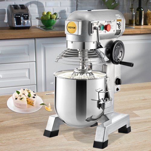 30Qt Commercial Mixer, 1100W Heavy-Duty Stand Mixer with Stainless Steel Bowl, 3 Speeds (108/199/382 RPM)