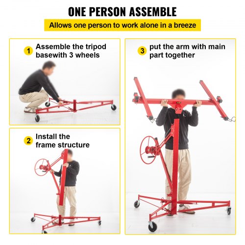 11ft Sheetrock Lift Drywall Lift 150lb Weight Capacity Panel Hoist Jack Tool W Telescopic Arm  3 Lo 5