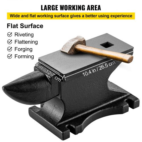 100 Lbs 45kg Single Horn Anvil 104 X 5 In Countertop  Stable Base High Hardness Rugged Round Horn A 6