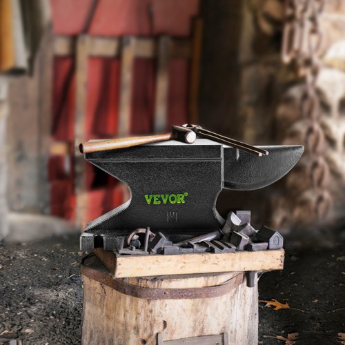 100 Lbs (45kg) Single Horn Anvil, 10.4 x 5 in Countertop & Stable Base, High Hardness Rugged Round Horn Anvil