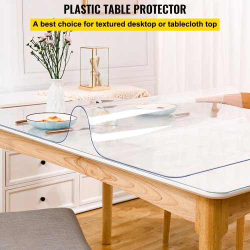 Plastic Table Cover 40 X 72 Inch Waterproof ScratchResistant PVC Desk Protector For Office Dresser 3