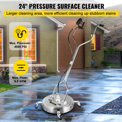 24 Flat Surface Cleaner For Pressure Washer Max 4000 PSI DualHandle Design HighEfficiency Deck Driv 2