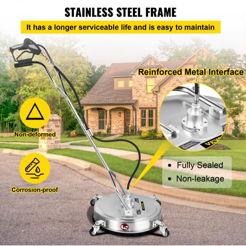 24 Flat Surface Cleaner For Pressure Washer Max 4000 PSI DualHandle Design HighEfficiency Deck Driv 4