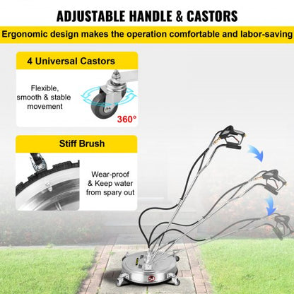 24 Flat Surface Cleaner For Pressure Washer Max 4000 PSI DualHandle Design HighEfficiency Deck Driv 5