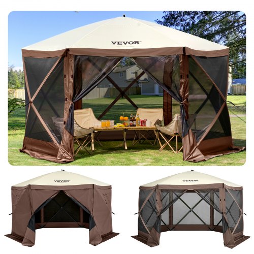6Sided PopUp Canopy Shelter Tent With Mesh Windows 12x12 Portable Shade Tent For Camping Backyard 1
