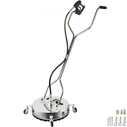 20" 4000 PSI Pressure Washer Surface Cleaner, Stainless Steel Frame w/Rotating Dual Handle & Wheels