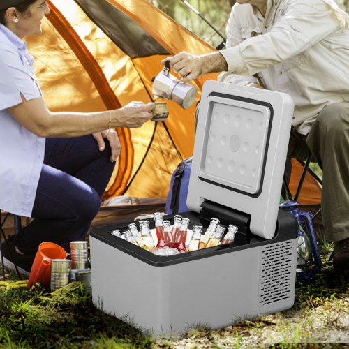 Portable Mini Freezer (-4~68) w/APP Control, 12V/24V DC & 110-220V AC Car Compressor Fridge Cooler