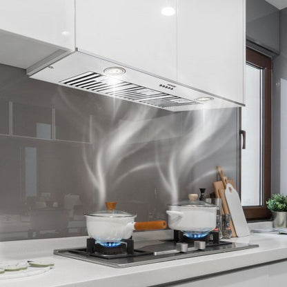 Stainless Steel Insert Range Hood Speed Built-in Kitchen Vent with Push Button Control, LED Lighting, Baffle Filters