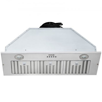 Stainless Steel Insert Range Hood Speed Built-in Kitchen Vent with Push Button Control, LED Lighting, Baffle Filters