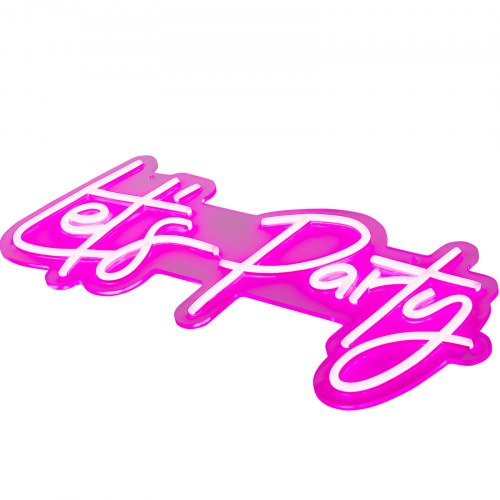 Adjustable Pink Let's Party Neon Sign with Remote, LED Wall Decor Light for Wedding, Celebration, Bar, Cafe & Home