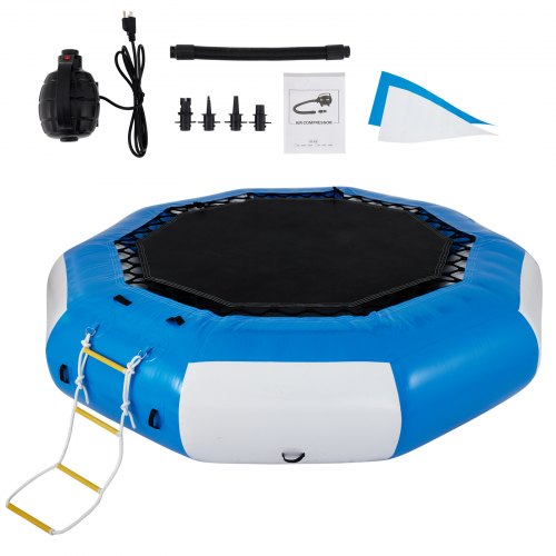 Inflatable Water Bouncer & Swim Platform, Water Trampoline Splash Padded Inflatable Bouncer for Water Sports, Family Fun