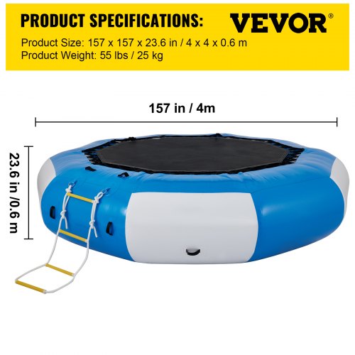 Inflatable Water Bouncer & Swim Platform, Water Trampoline Splash Padded Inflatable Bouncer for Water Sports, Family Fun
