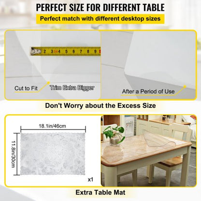 Plastic Table Cover, Thick Clear Table Protector, Waterproof Rectangle Desk Mat for Dining, Office, & Night Stand