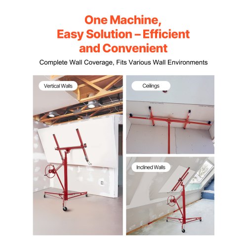 Drywall Rolling Lifter Panel Hoist, Sheetrock Lift, Steel Material w/Telescopic Arm & Lockable Wheels