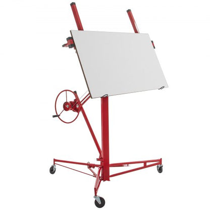 Drywall Rolling Lifter Panel Hoist, Sheetrock Lift, Steel Material w/Telescopic Arm & Lockable Wheels