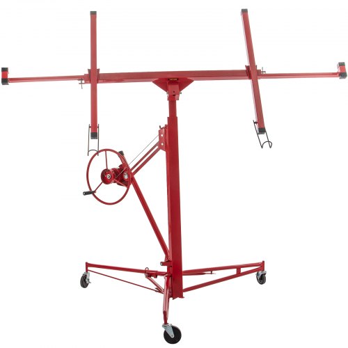Drywall Rolling Lifter Panel Hoist, Sheetrock Lift, Steel Material w/Telescopic Arm & Lockable Wheels