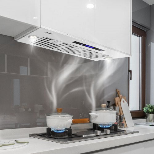 Insert Range Hood, Speed Stainless Steel Built-in Kitchen Vent with Touch & Remote Control, LED Lighting, Baffle Filters