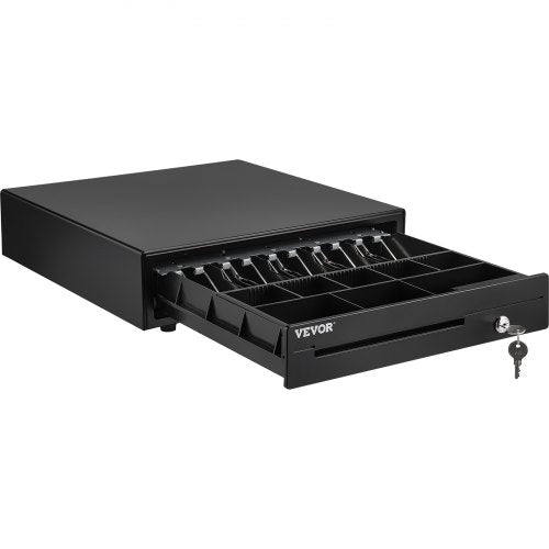 Professional Cash Register Drawer for POS System, Bill Coin Tray, Removable Coin Compartments, Dual Keys for Supermarket