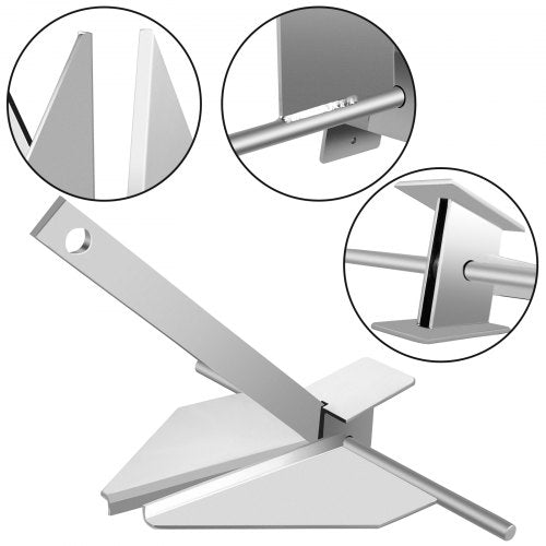 Boat Anchor Kit, Fluke Style Hot Dipped Galvanized Steel Anchor with Rope, Chain & Shackles for Boats Mooring