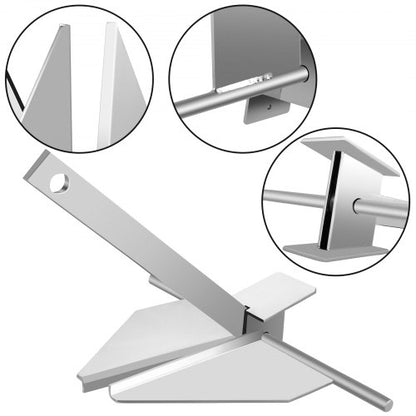 Boat Anchor Kit, Fluke Style Hot Dipped Galvanized Steel Anchor with Rope, Chain & Shackles for Boats Mooring