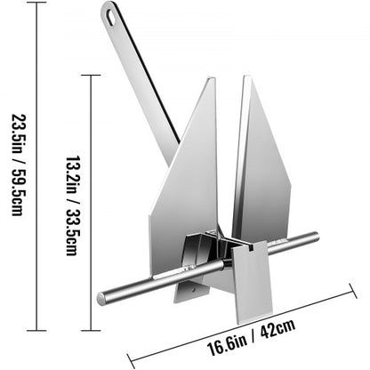 Boat Anchor Kit, Fluke Style Hot Dipped Galvanized Steel Anchor with Rope, Chain & Shackles for Boats Mooring