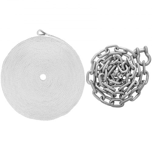 Boat Anchor Kit, Fluke Style Hot Dipped Galvanized Steel Anchor with Rope, Chain & Shackles for Boats Mooring