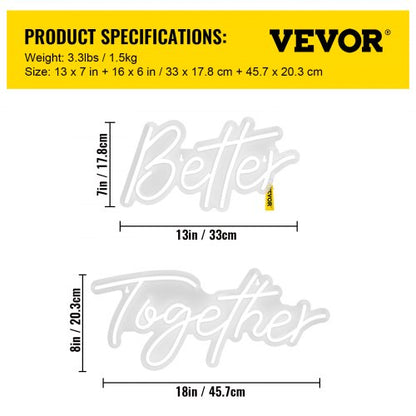 Better Together LED Neon Sign, Warm White Light Signs with Remote Control, Adjustable Brightness, Ideal for Wedding