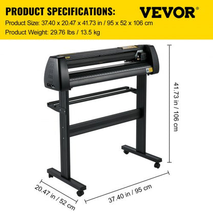 Paper Feed Cutting Plotter Vinyl Cutter Machine, Adjustable Force & Speed Vinyl Printer, LCD Control Panel, Windows Sign