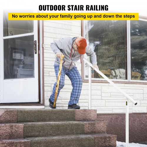 Outdoor Stair Railing Kit, Adjustable White Aluminum Handrails, Safety Stair Rail for Elderly, Porch & Garden