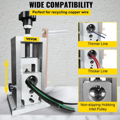 Manual Wire Stripping Machine, Drill-Powered Copper Stripper w/ Ultra-Durable Steel Blade, Portable Scrap Cable