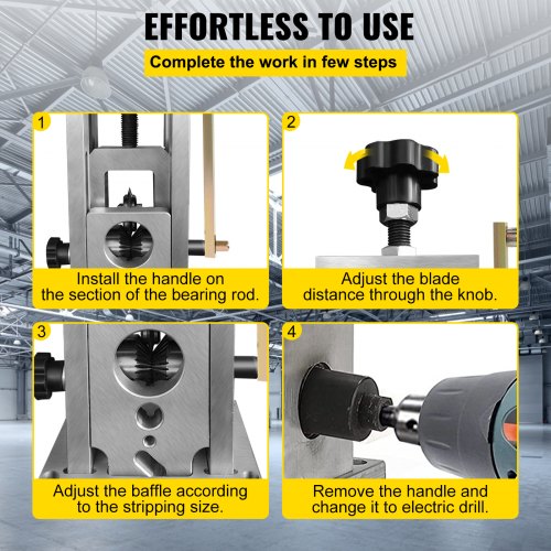 Manual Wire Stripping Machine, Drill-Powered Copper Stripper w/ Ultra-Durable Steel Blade, Portable Scrap Cable