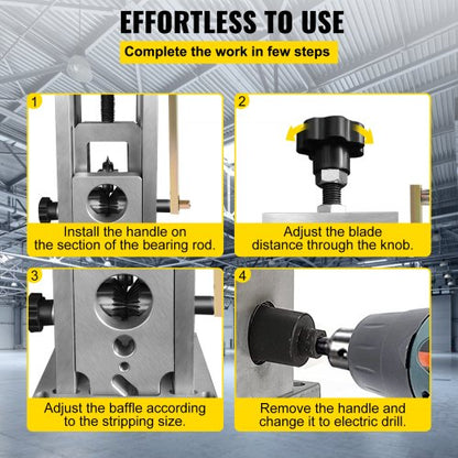 Manual Wire Stripping Machine, Drill-Powered Copper Stripper w/ Ultra-Durable Steel Blade, Portable Scrap Cable