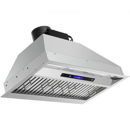 Stainless Steel Insert Range Hood Speed, Built-in Kitchen Vent with Touch Panel & Remote, LED Lights, Baffle Filters
