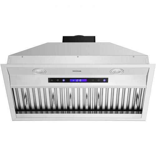 Stainless Steel Insert Range Hood Speed, Built-in Kitchen Vent with Touch Panel & Remote, LED Lights, Baffle Filters