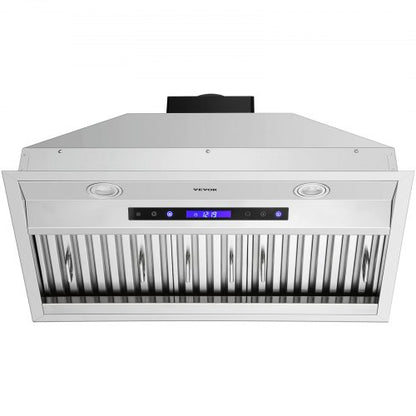Stainless Steel Insert Range Hood Speed, Built-in Kitchen Vent with Touch Panel & Remote, LED Lights, Baffle Filters