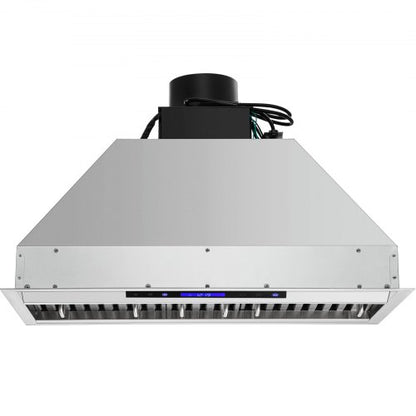 Stainless Steel Insert Range Hood Speed, Built-in Kitchen Vent with Touch Panel & Remote, LED Lights, Baffle Filters