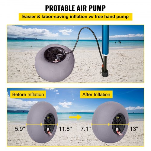 Beach Balloon Wheels, Heavy-Duty TPU Replacement Sand Tires for Kayak Dolly, Canoe Cart & Beach Buggy