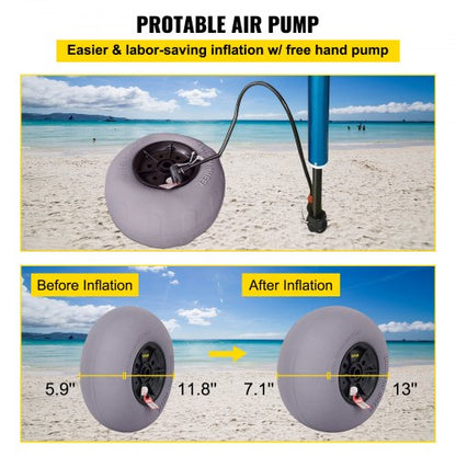 Beach Balloon Wheels, Heavy-Duty TPU Replacement Sand Tires for Kayak Dolly, Canoe Cart & Beach Buggy