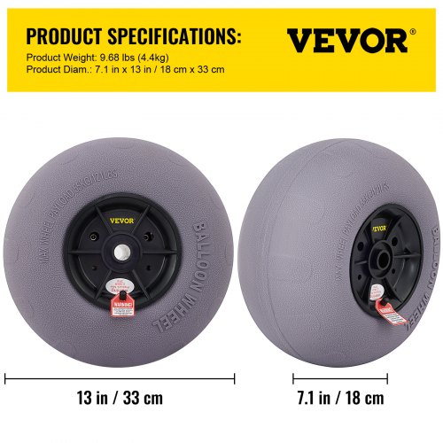 Beach Balloon Wheels, Heavy-Duty TPU Replacement Sand Tires for Kayak Dolly, Canoe Cart & Beach Buggy
