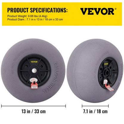 Beach Balloon Wheels, Heavy-Duty TPU Replacement Sand Tires for Kayak Dolly, Canoe Cart & Beach Buggy