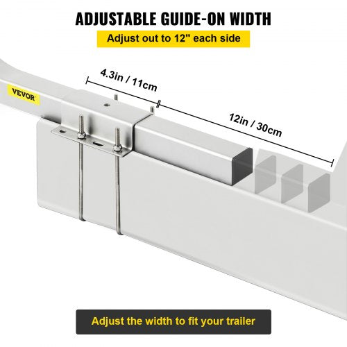 Boat Trailer Guide-On Set, Steel Post Guide-Ons with White PVC Tube Covers, Adjustable Width, Complete Mount Kit