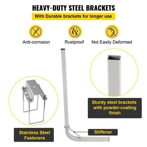 Boat Trailer Guide-On Set, Steel Post Guide-Ons with White PVC Tube Covers, Adjustable Width, Complete Mount Kit
