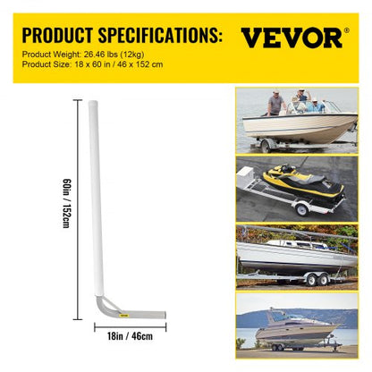 Boat Trailer Guide-On Set, Steel Post Guide-Ons with White PVC Tube Covers, Adjustable Width, Complete Mount Kit