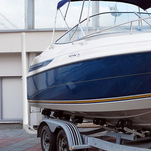 Boat Trailer Guide-On Set, Steel Post Guide-Ons with White PVC Tube Covers, Adjustable Width, Complete Mount Kit