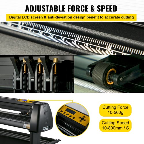 Vinyl Cutter Machine with Paper Feed Cutting Plotter Bundle, Adjustable Speed & Force, LCD Display, Windows Compatible