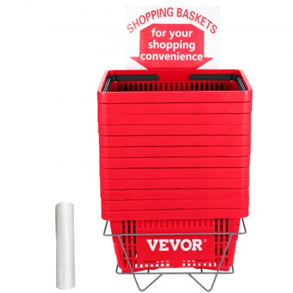Store Shopping Baskets, PE Material with Plastic Handle & Iron Stand for Supermarket, Retail & Bookstore
