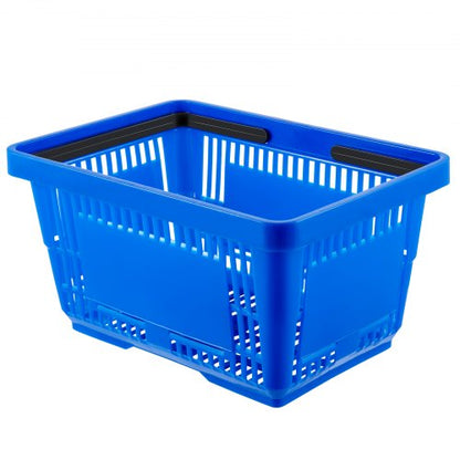 Shopping Basket Set, Store Baskets with Plastic Handle & Iron Stand, Durable PE Material for Supermarket, Retail